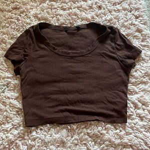 Ribbed crop top, brown from SHEIN. Size small